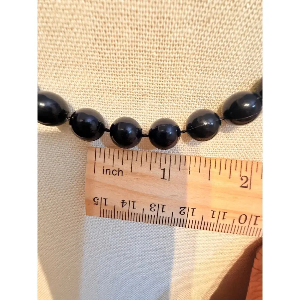 Vintage Black Bead Necklace 18”